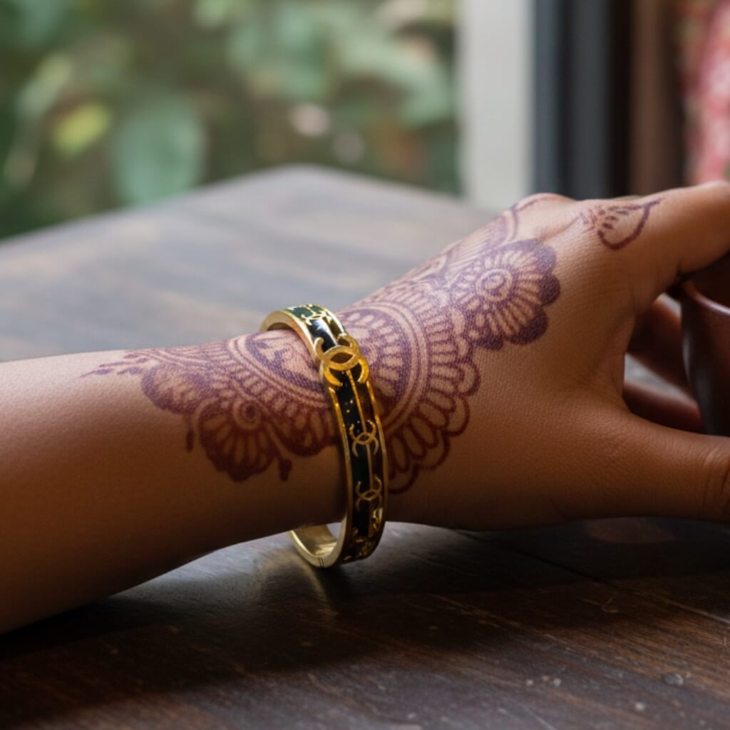 Luxury Designer-Inspired Gold-Plated Enamel Bangle