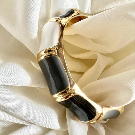 Bamboo Style Hinged Bracelet