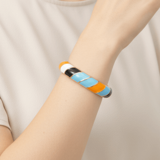 Colorful Enamel Gold Filled Chunky Hand Cuff