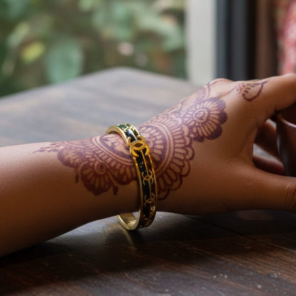 Luxury Designer-Inspired Gold-Plated Enamel Bangle