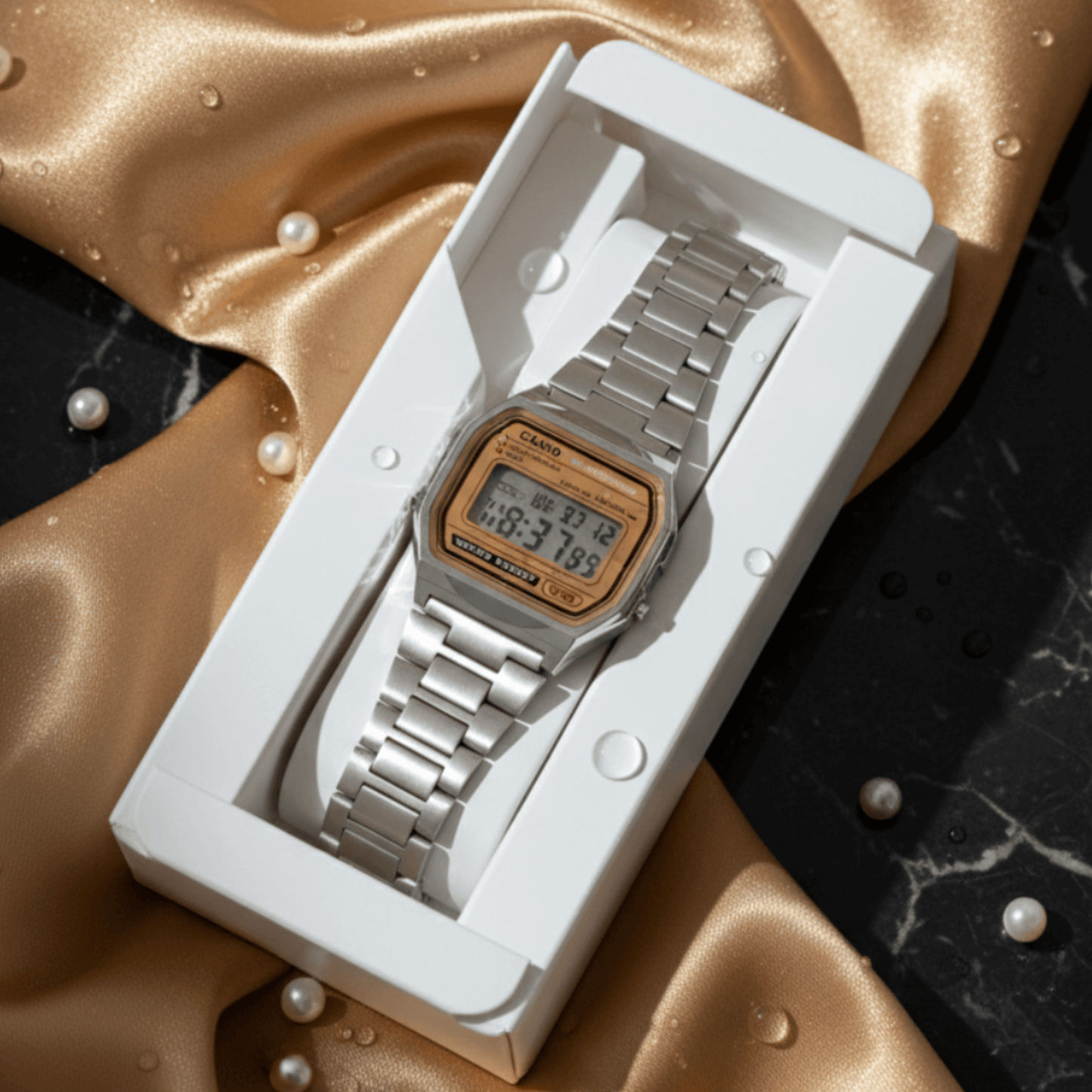 Vintage A159WA-N1 Gold Face Digital Watch